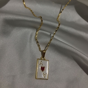 Vergulde harten aas speelkaartenketting - cadeau - cadeau voor haar - verjaardagscadeau