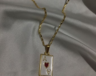 Collana con asso di cuori placcato oro - Regalo - Regalo per lei - Regalo di compleanno