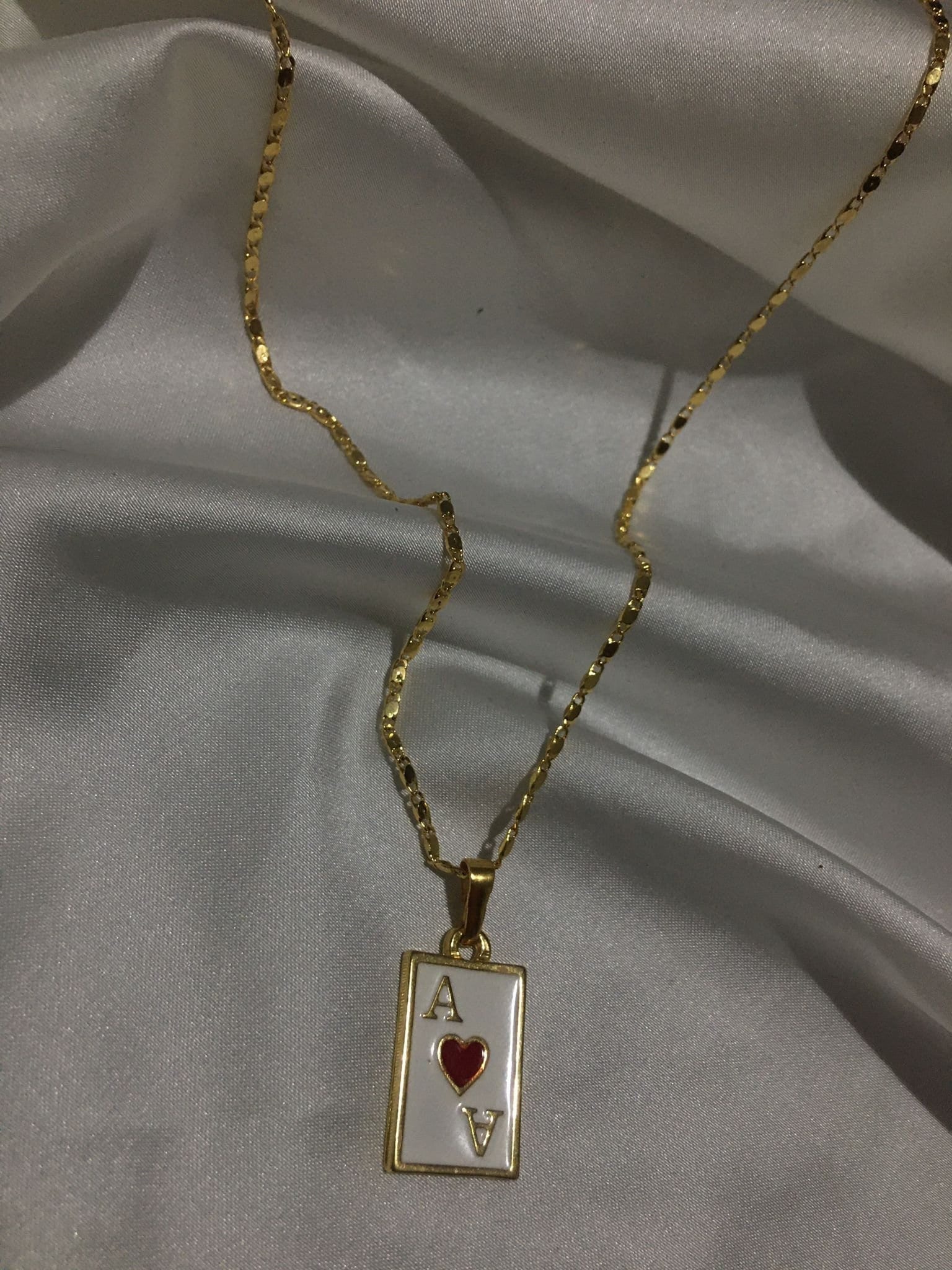 Gold Plated Ace of Hearts Playing Cards Necklace - Gift - Gift for her - Birthday gift