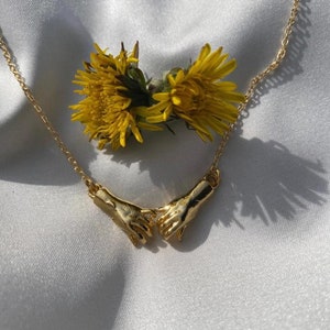 Gold Plated Stainless Lovers Hands First Touch Necklace