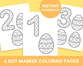 10 Printable Easter Numbers Dot Marker Coloring Pages for Kids | Happy Easter Kids Coloring Pages | Easter Basket Stuffers | Activity Sheet