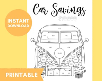 Car Saving Tracker Printable | Saving Challenge | Savings Tracker For First Car, New Car| Finance Tracker For Car Fund | Instant Download