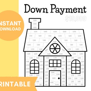 10k Home Down Payment Savings Tracker | House Savings Mortgage Financial Goal Organizer, Instant Download, Coloring Page