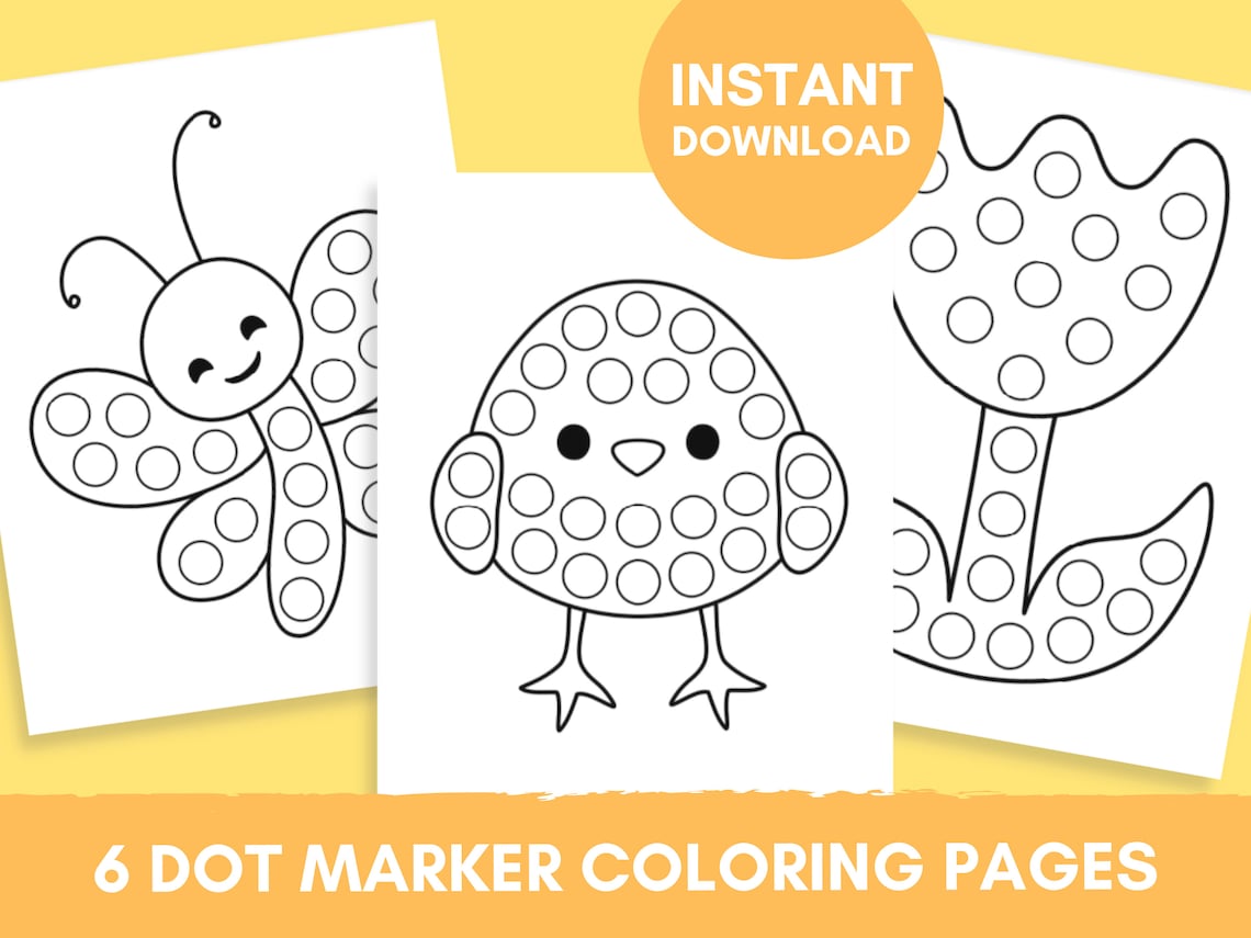 6 Printable Spring Dot Marker Coloring Pages for (Download Now) Etsy