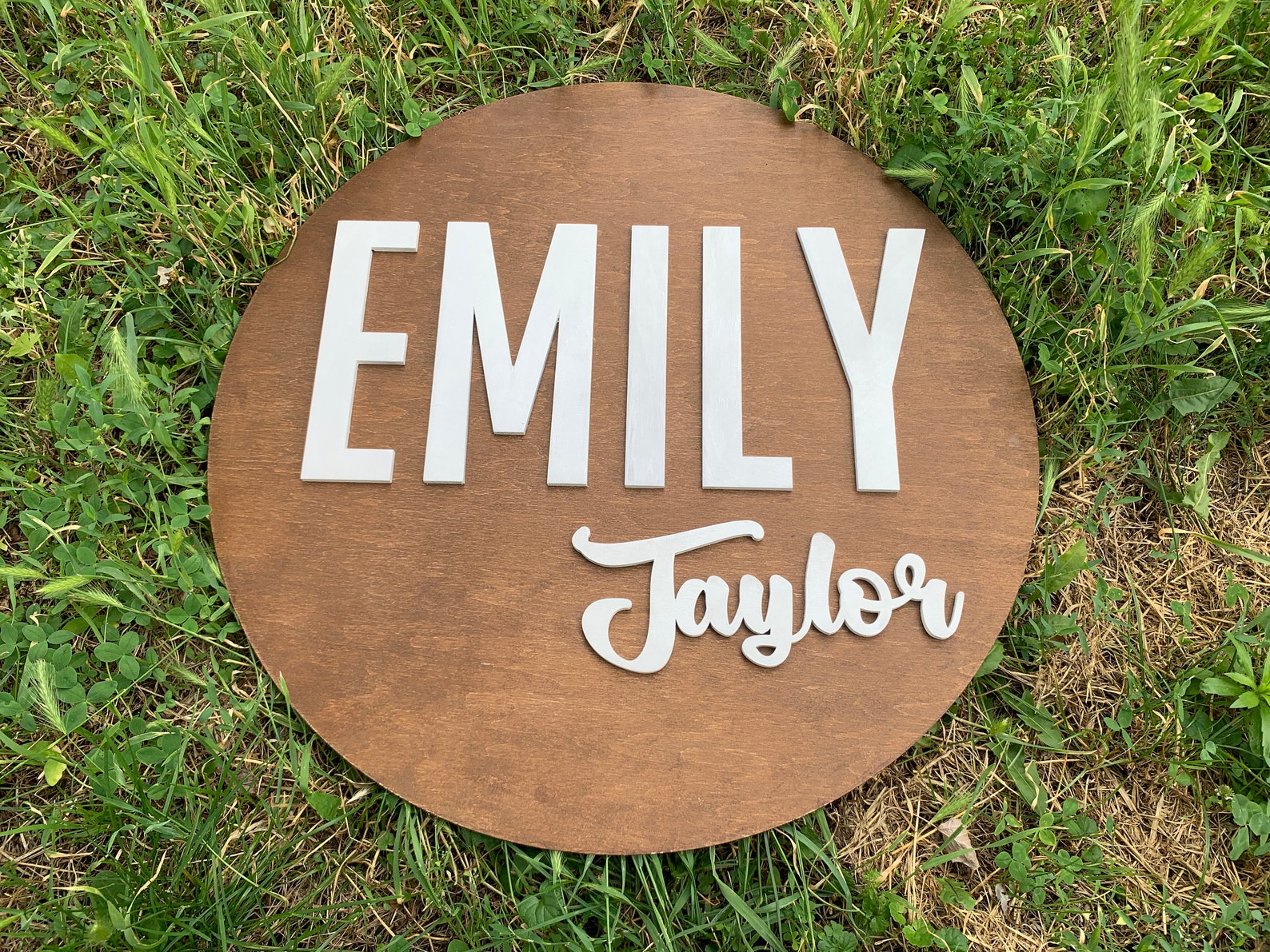 Round Wood Name Sign Custom Sign Wood Cutout Nursery Etsy