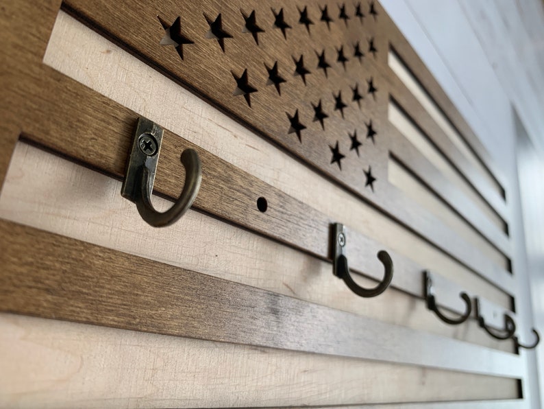 USA Flag Wooden Key Holder Gift for Him Gift for Father Etsy