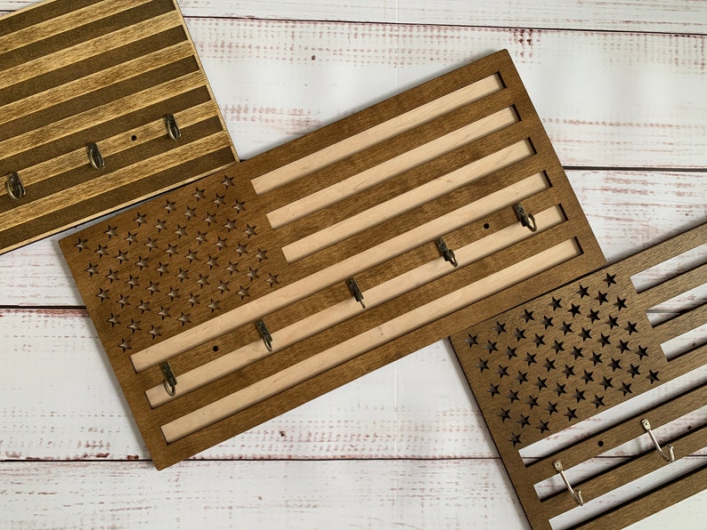 USA Flag Wooden Key Holder Gift for Him Gift for Father Etsy