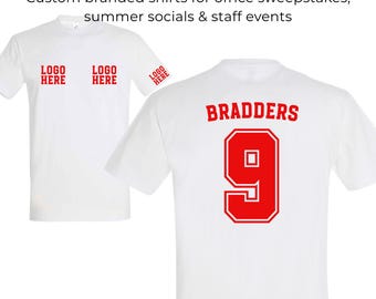 Branded Football Shirts For Businesses | Custom Logo, Name Number T-Shirts | Team Events & Staff Merchandise | Corporate World Cup Shirts