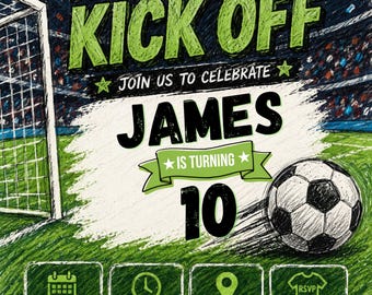 Personalised Football Party Invitation | Soccer Birthday Invite | Football Birthday Invitation | Digital Invite | Printable Invitation