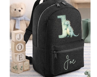 Personalized Dinosaur Backpack | Custom Initial Nursery School Bag