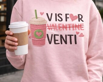 Valentines Sweatshirt Mama & Mini Matching Set | Mother Daughter Jumpers | Valentines Coffee | Red and Pink Valentine Tops | Venti Jumper