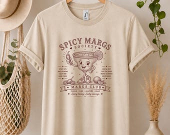 Spicy Margs Society T-Shirt | Retro Margarita Tee | Cocktail Lover Gift | Girls Holiday Shirt | Summer Vacation Top