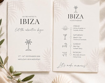 Personalised Ibiza Weekend Invitation & Itinerary | Digital Hen Party Invite | Girls Trip Invitation | Custom Travel Planner
