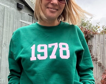 Birthday Year Sweatshirt – Personalised Birth Year Jumper – Special Date Gift for Him/Her