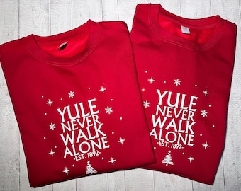 Liverpool FC Christmas Jumper – “Yule Never Walk Alone” Festive Sweater | Funny Football Xmas Gift for Him or Her | YNWA Christmas jumper