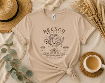 Brunch Club T Shirt | Brunch Lover Tee | Coffee Lover Gift | Foodie Shirt | Cute Breakfast Graphic Tee | Girls Weekend Outfit | Café Lover