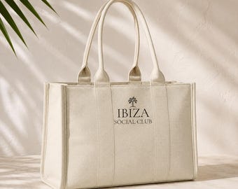 Ibiza Social Club Premium Tote Bag | Beach Bag | Airport Carry On | Girls Trip Gift | Holiday Tote | Hen Weekend Bag | Airport Tote