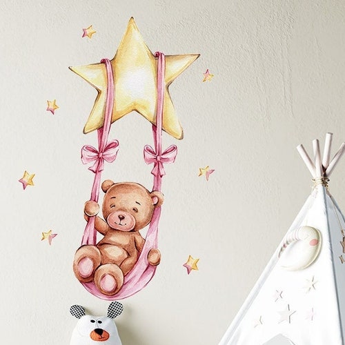 Cute Teddy Bear Wall Stickers Baby Nursery Kids Game Room Etsy