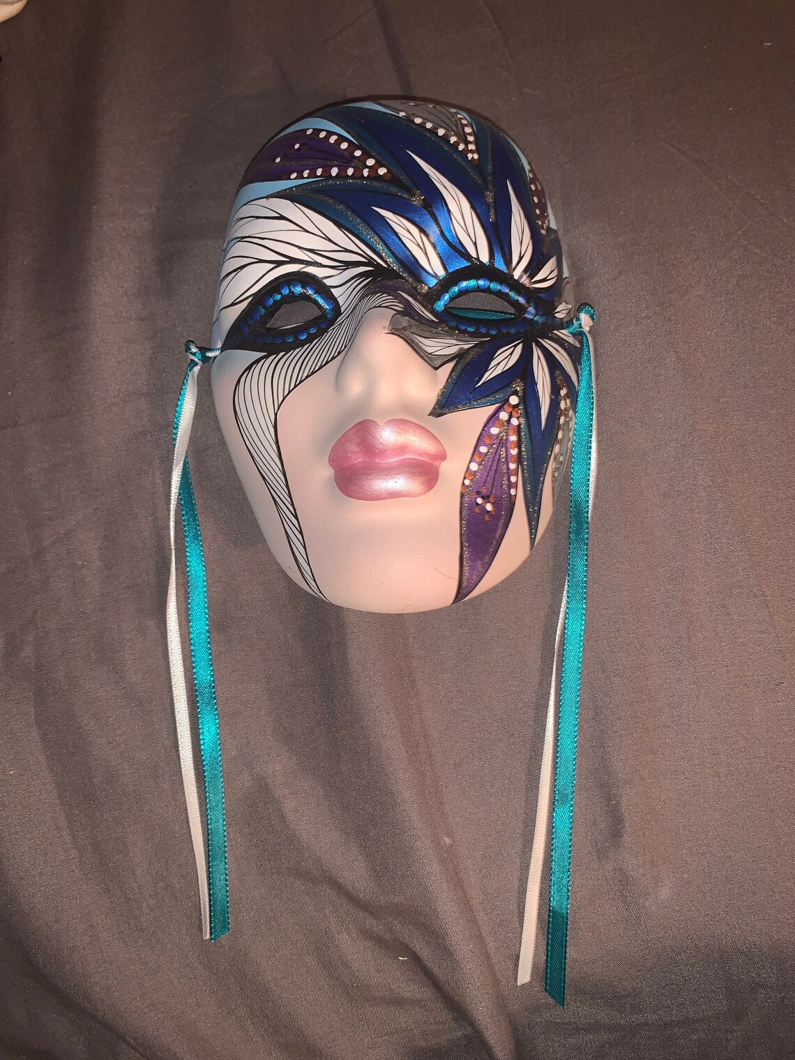 Beautiful hand painted ceramic mask Etsy