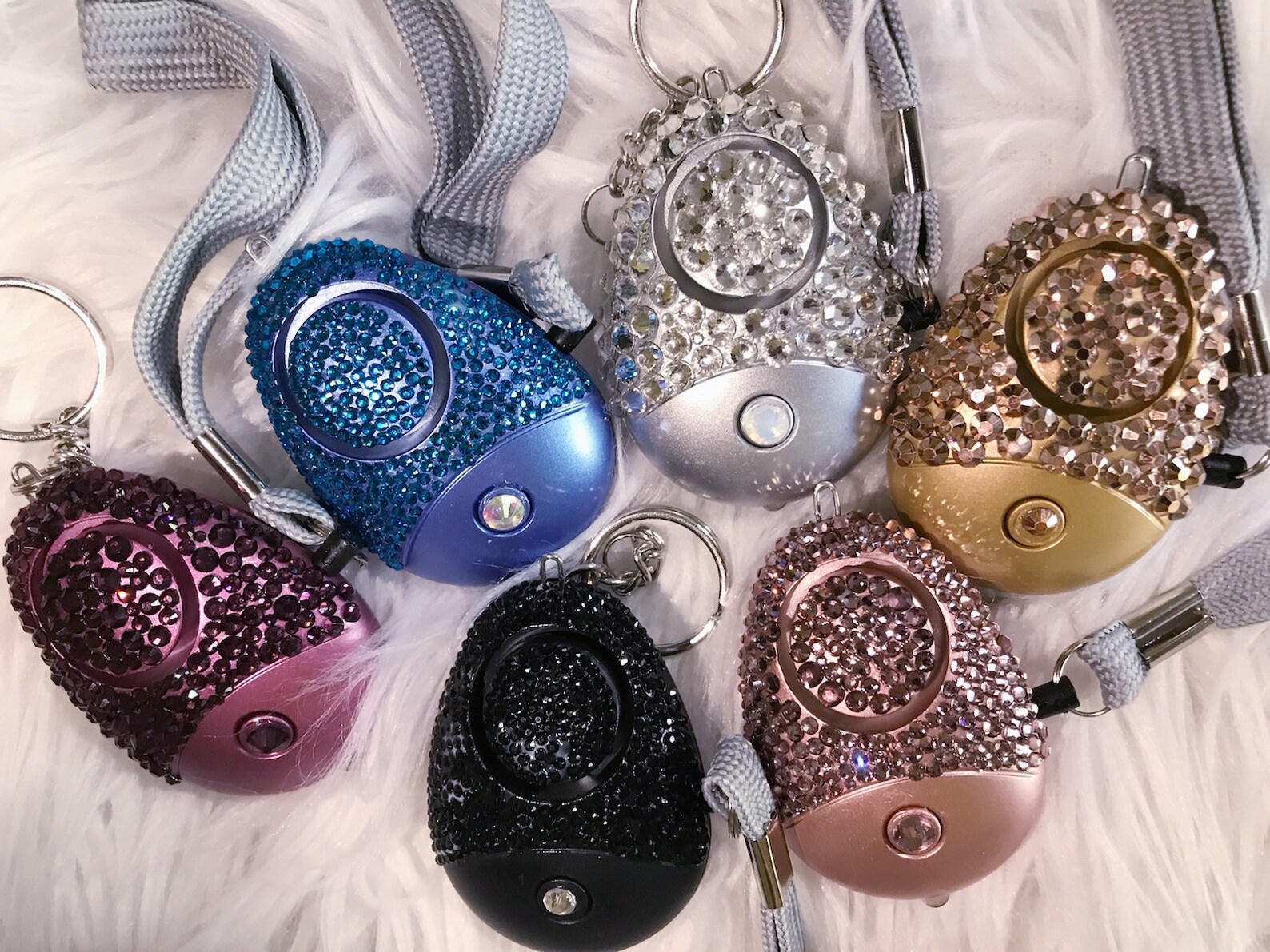 Rhinestone Safety Alarm Keychain Etsy