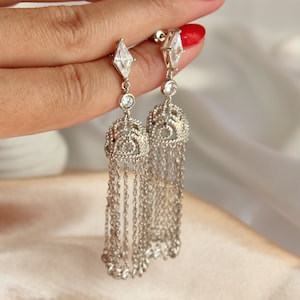 Earrings for women, Brush earrings, Earrings with cubic zirkonia, Original earrings, Jewelry for women, Designer earrings, designer jewelry