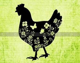 Floral Chicken Svg Etsy