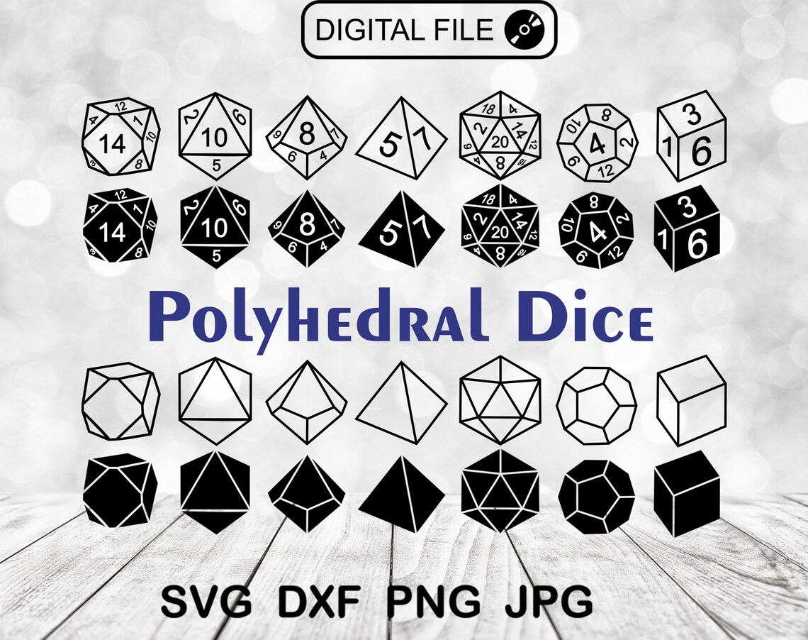 DnD Dice Bundle Svg Polyhedral Dice Svg Digital Download Etsy