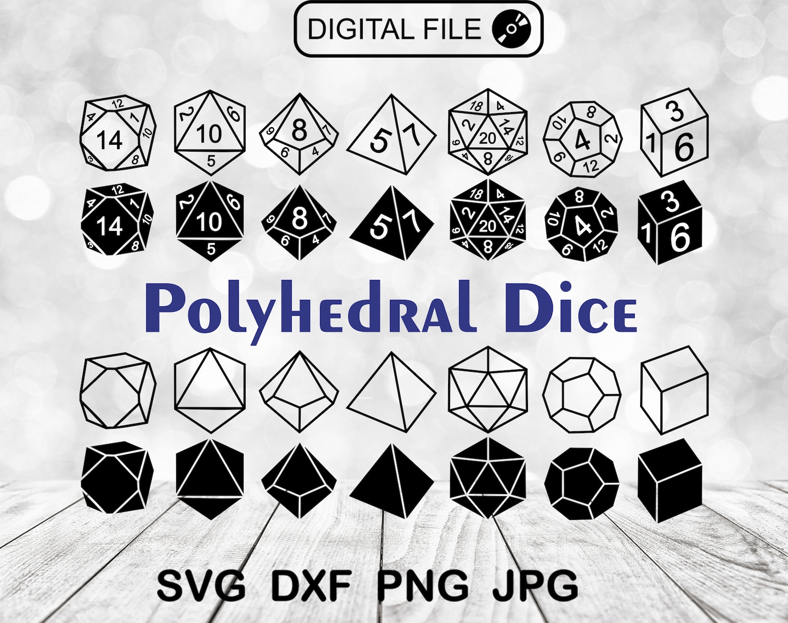DnD Dice Bundle Svg Polyhedral Dice Svg Digital Download Etsy