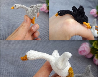 Miniature plush goose toy. Tiny amigurumi geese for collection. Cute stuffed mini animal. Plushie lovely pocket pet friend gift