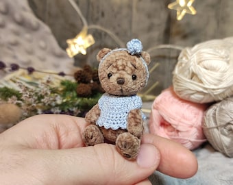 Mini knuffelbeer. 2 inch pluche teddy voor Blythe-pop. Knuffel klein zakdier. Kleine kunstenaarsvriend. Uniek cadeau