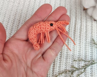 Miniature emotional support shrimp. Cute mini gift prawn. Cheer up, no reason, self isolation present. Stuffed little pocket sea animals