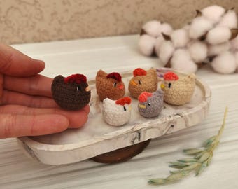 Micro plush crochet chicken. Pocket pet friend