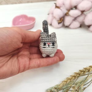 Small kitten cute stuffed toy. Miniature lovely cat plushie. Little handmade animal. Pocket pet gift for cat mom, dad. Doll companion