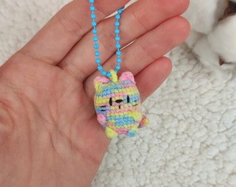 Plush stuffed keychain cat. Cute kawaii plushie kitten ornament. Tiny stuffy animal pocket hug. Car hanging. Gift for cat lover.