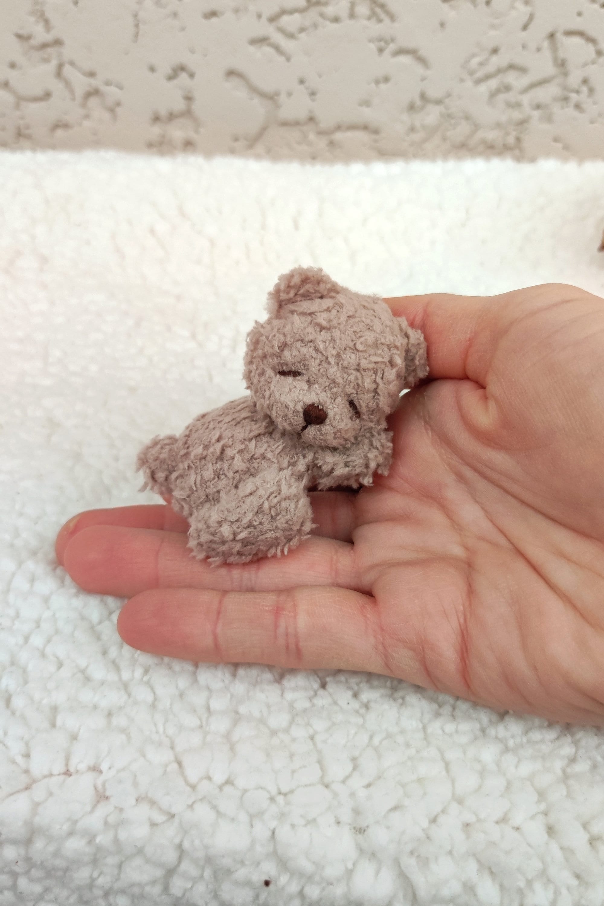 Tiny Teddy Bear Plush Stuffed Mini Toy. Cute Miniature Animal
