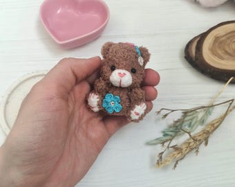 Plush miniature artist teddy bear unique handmade toy