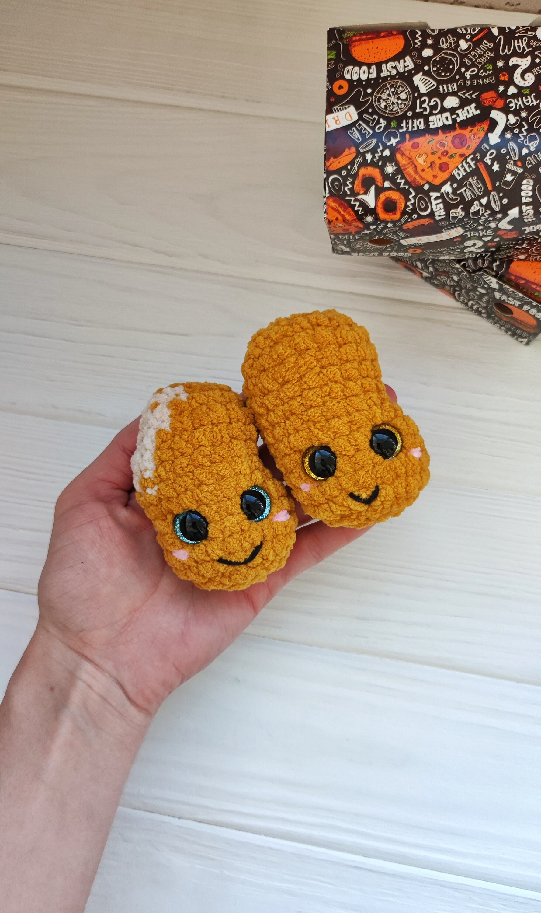 Plush Cute Chicken Nugget Shape Miniature Toy. Lovely Tiny Gift