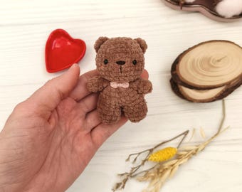 Plushie pocket teddy bear soft toy. Stuffed ornament chunky keychain
