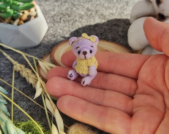 Mini Teddybär Stofftier Sammlerstück. Miniatur gefüllte 1,6 "Tier. Schöne Tasche Haustier. Puppe niedlichen Begleiter. Micro Sammlerstück.