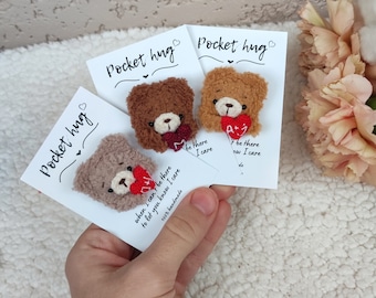Tasche Umarmung benutzerdefinierte Geschenk Plushie Teddybär. Personalisiertes Paar Geschenk. Ich vermisse dich, liebe dich, warme Umarmung, denke an dich, Ferngeschenk.