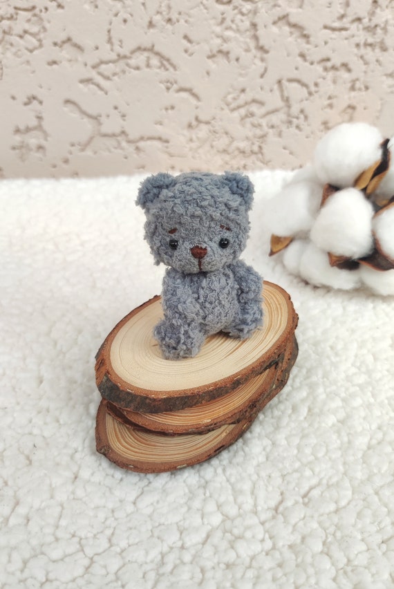 Pocket pet plushie stuffed miniature teddy bear. Cute soft artist animal. Little plushy pet for doll. Gift for girl, Mother's day.