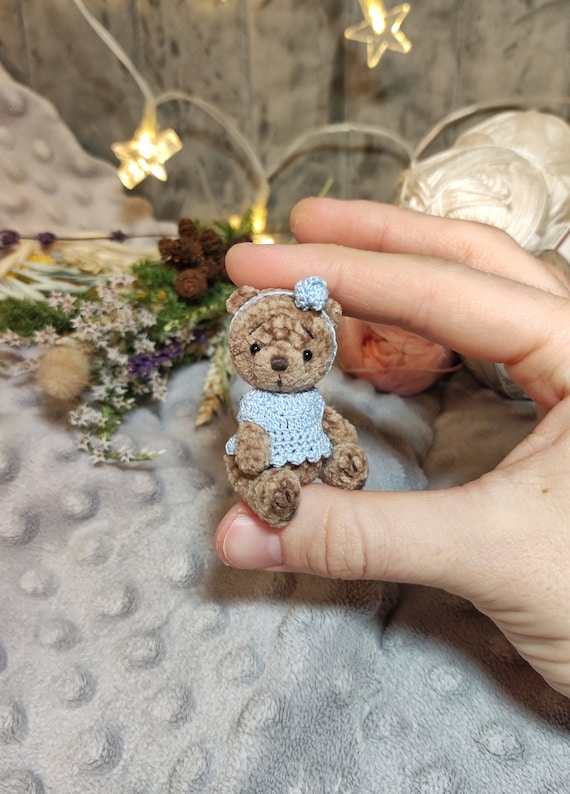 Mini Stuffed Teddy Bear. 2 Inches Plush Teddy for Blythe Doll