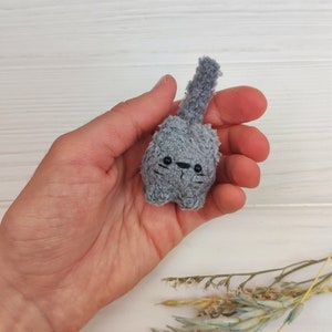 Tiny plush cute stuffy cat. Lovely miniature plushy grey kitten. Custom pet replica. Unique mini gift for cat mom, dad. Artist handmade toy.