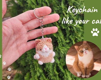 Plush keychain personalised cat copy of your pet. Custom kitten stuffed plushie keychain. Pet memorial loss remembrance. Cat mom, dad gift.