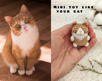 Riproduzione personalizzata in miniatura del tuo gatto, in peluche. Mini bambola personalizzata a forma di gattino. Memoriale per animali domestici. Supporto per la perdita di un gatto. Regalo per mamma e papà di animali domestici. Portachiavi.