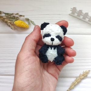 Mini plushie panda. Cute soft teddy bear. Lovely tiny gift for girl, boy, friend. Small stuffed animal. Desk worry pet. Emotional support