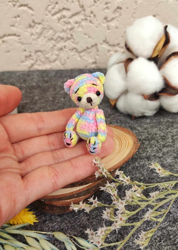 Tiny Plushie Teddy Bear Toy. Small Multicolour Animal 2. Pocket Friend  Rainbow Teddy. Cute Plush Doll Friend. Little Gift for Best Friend 