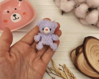 Plushie miniature teddy bear. Keychain, bag charm.