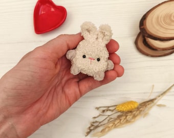 Mini chubby soft bunny plush toy. Pocket fluffy animal gift