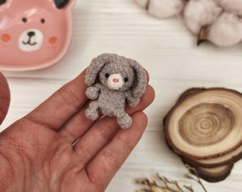 Micro plushie bunny. Keychain ornament stuffed mini rabbit